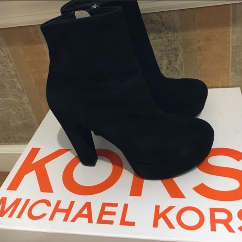 Michael Kors Black Suede Platform Booties